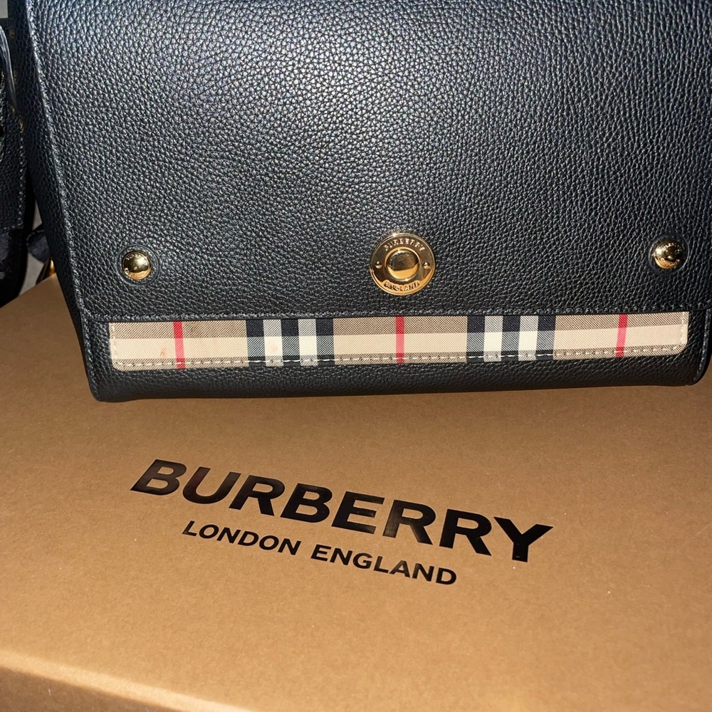 Burberry Leather and Vintage Check Note Crossbody Bag